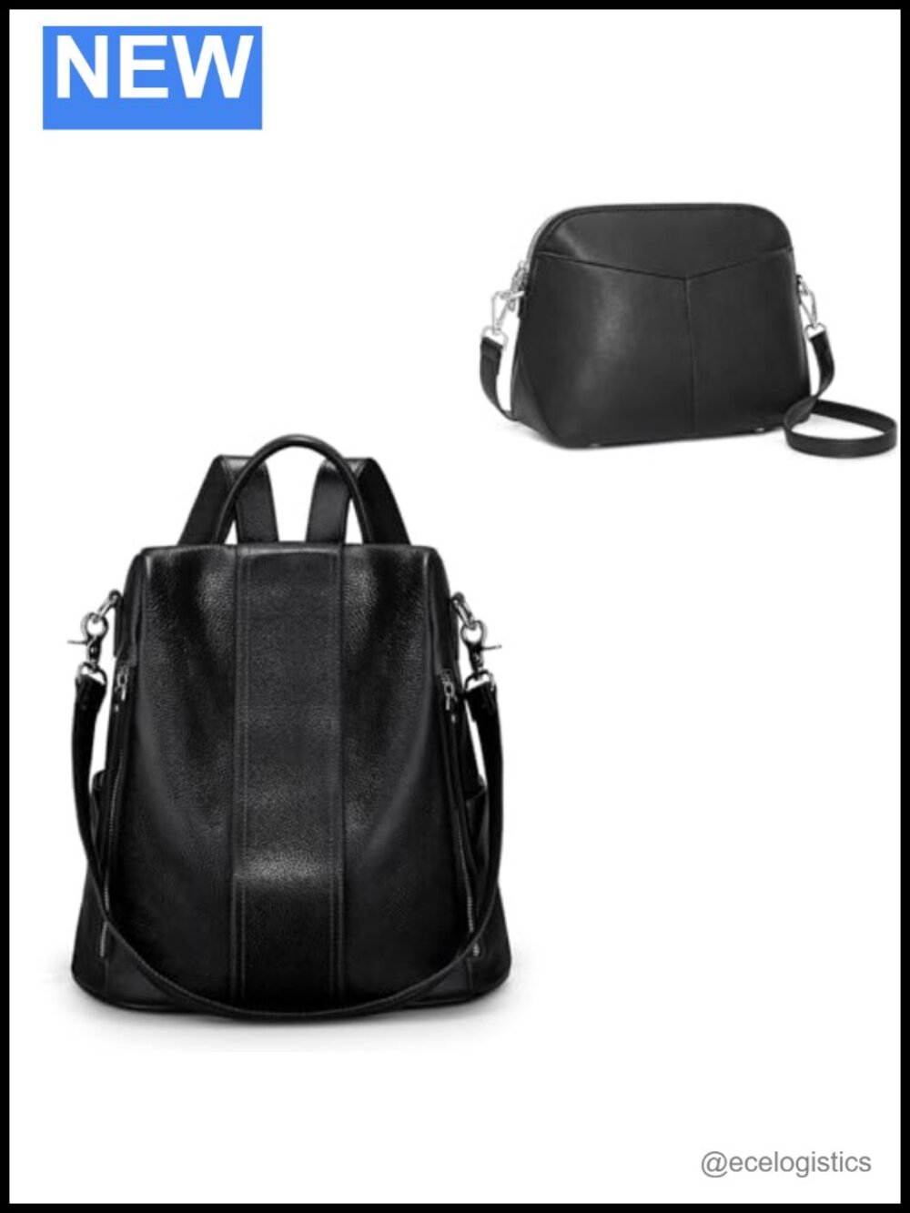 Genuine Leather Anti Theft Backpack Purse + Crossbody Bag Set for Women